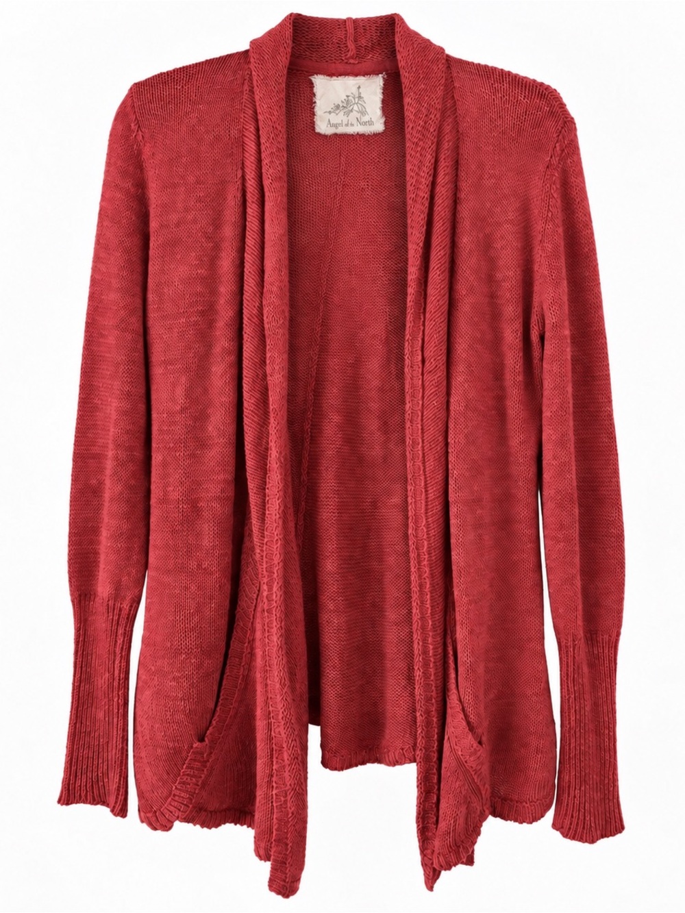 Anthropologie Angel Of The North Open-Front Cardigan Sweater in Rust Red Size L